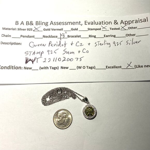 WT# Green Peridot, Cz & Sterling 925 Sterling Necklace - Picture 7 of 7